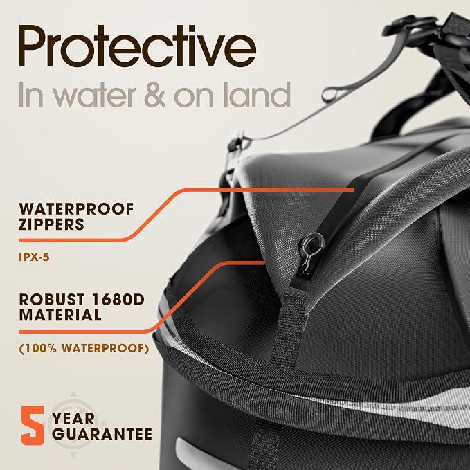 Earth Pak Waterproof Duffel Bag - Large Dry Bag, 1680D TPU, Heavy Duty, Camping & Marine Dry Bag, 8x8 Popout Pocket - Image 2