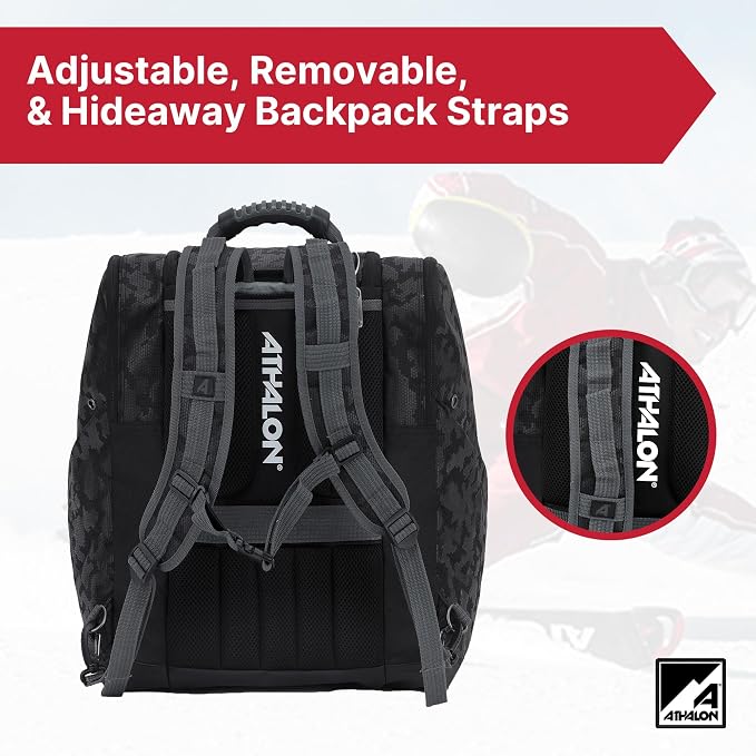 Athalon Everything Ski Boot Bag Gear Pack with Ventilated Boot Compartments, Waterproof Bottom, Hideaway Helmet Sling, 58.5 Liter Capacity - Image 3