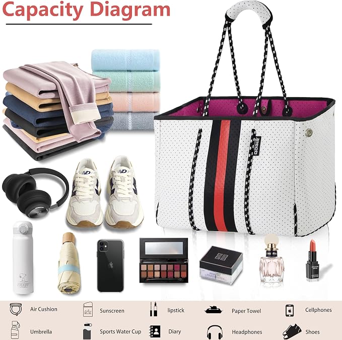 QOGiR Neoprene Multipurpose Beach Bag Tote with Inner Zipper Pocket … … … … - Image 5