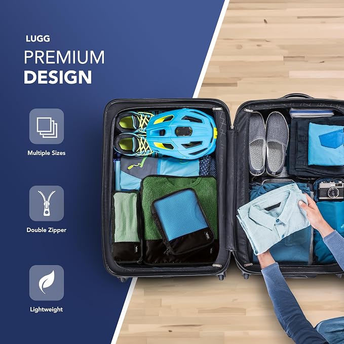 LUGG Lightweight Packing Cubes Set – Durable Polyester Travel Organizers, 4 Sizes for Efficient Packing, Compact and Versatile Travel Accessories (Black, Packing Cube (Set of 4)) - Image 3