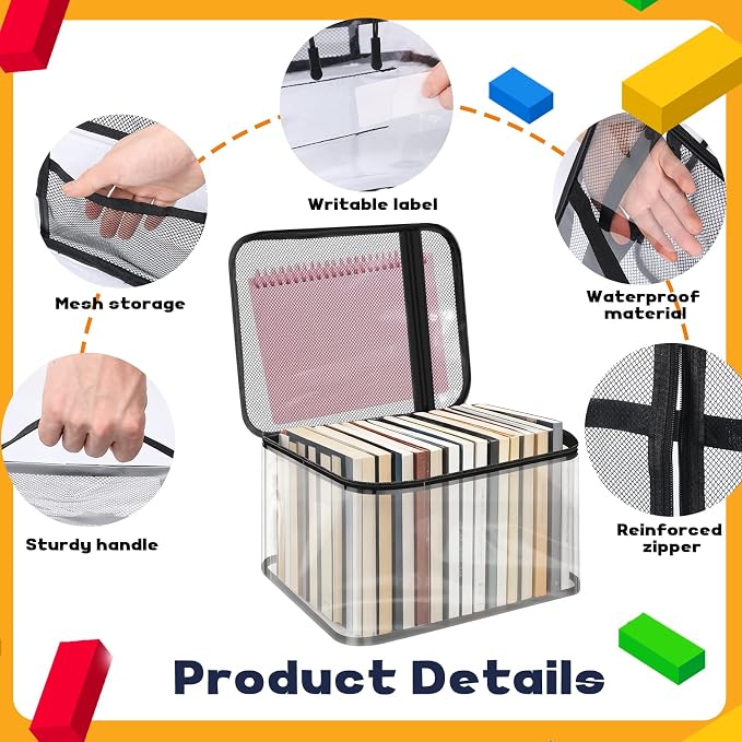 10 Pack Large Clear Storage Bags,Waterproof Transparent Storage Pouches,Stackable Storage Organizers with Reinforced Zipper,Mesh Pockets & Writable Labels for Closet, Shelf,Travel - Image 4