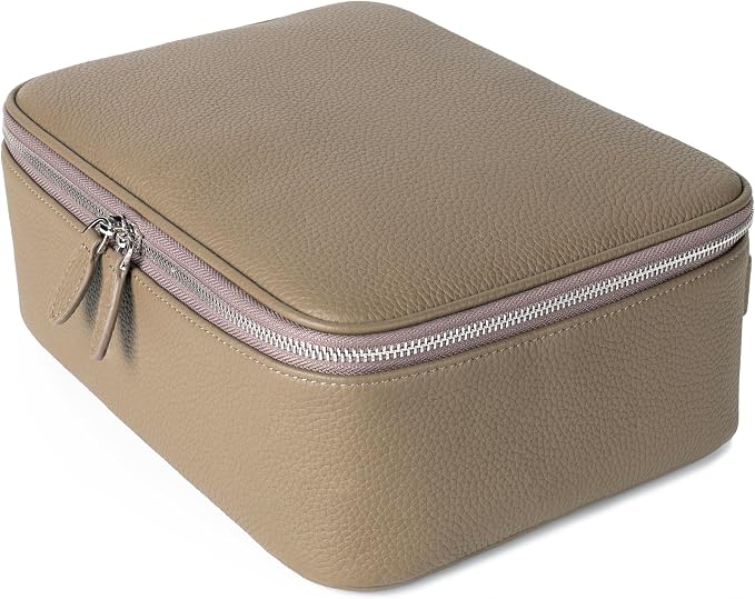 Luxury Genuine Cowhide Leather Cosmetic Organizer Bag – Large Capacity Makeup & Toiletry Travel Case with Compartment, Brush Holder for Women and Men - Image 2