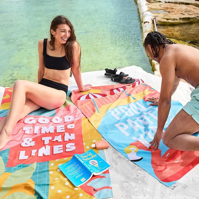 Dock & Bay Beach Towel - Quick Dry, Sand Free - Compact, Lightweight - 100% Recycled - Includes Bag - Good Times & Tan Lines - Extra Large (200x90cm, 78x35) - Image 8
