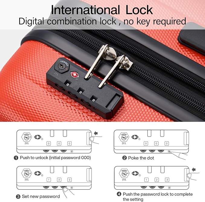 Hanke 20 Inch Expandable Carry on Luggage 22x14x9 Airline Approved Lightweight PC Hard Shell Suitcases with Wheels Tsa Luggage Rolling Suitcase Travel Luggage Bag for Weekender(Orange) - Image 8