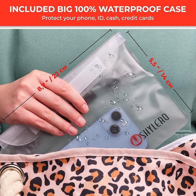 Beach Bag and Pool Bag Has Cooler Pocket, 7 Pockets Total, Zip Top. Family Size Waterproof Beach Tote - Image 4