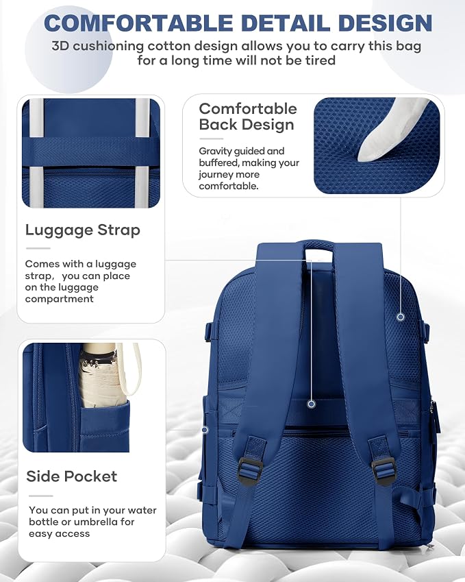 coowoz Travel Backpack Carry On for Women Man Gym Backpacks with Laptop Compartment Mochila de Viaje Teacher Personal Item Backpack Airplane Accessories Must Haves Royal Blue Small - Image 5