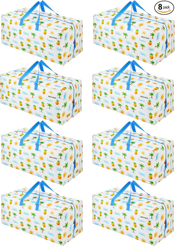 VENO 8 Pack Heavy Duty Moving Bags with Backpack Straps, Zippers & Handles, Extra Large Packing Bags for College Dorm Essentials, Moving Supplies Alternative to Cardboard Moving Boxes by Veno