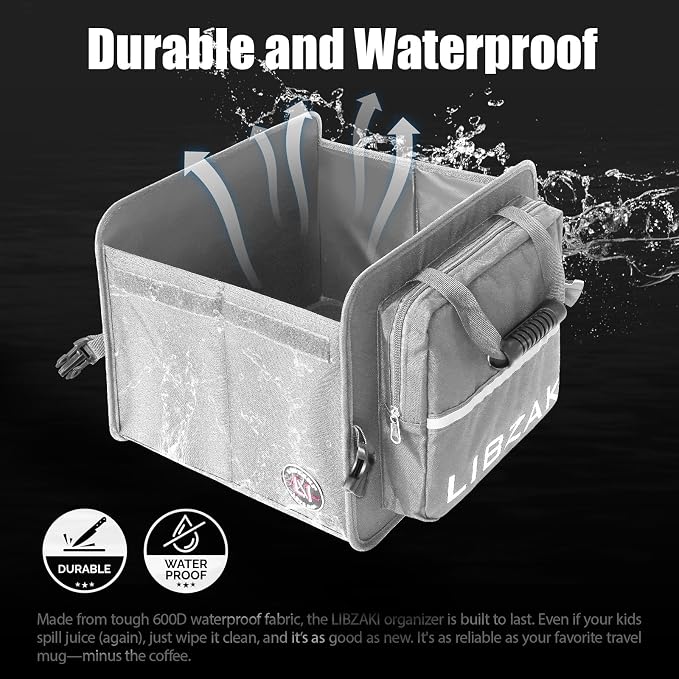 LIBZAKI Car Trunk Storage Organizer, Collapsible Trunk Storage Box for Car Truck SUV-Gray - Image 2