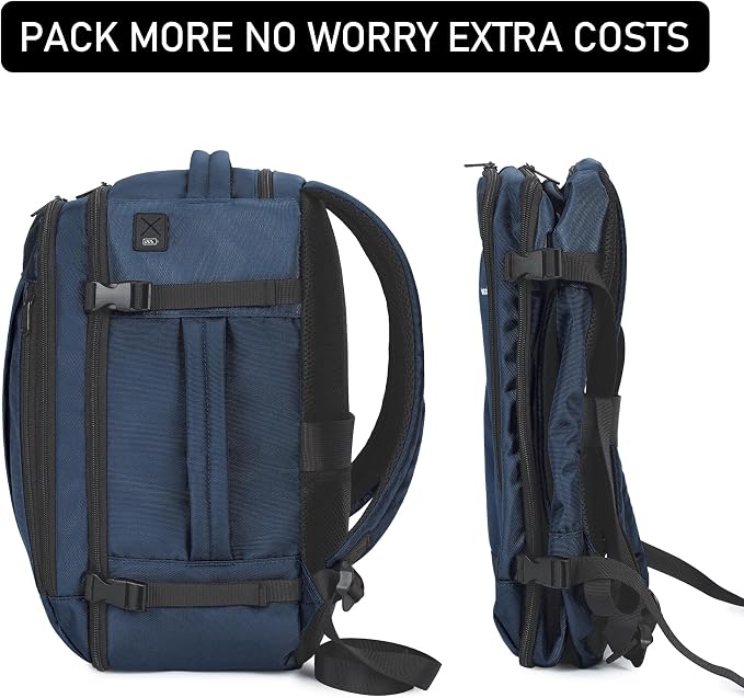 ECOHUB Travel Backpack 18x14x8 Spirit Airlines Personal Item Bag Carry On Backpack 13 Pockets Large Work Casual Daypack for men Airline Approved Waterproof Gym Backpack with Charging Port, Blue - Image 7