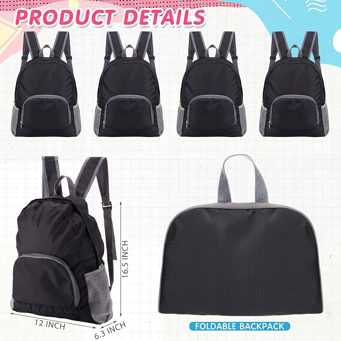 60 Pcs Bulk Backpacks Water Bottle Pencil Pouch Supplies, Backpack Donate Set, Lightweight Book Bags for Outdoor Travel(Square Bottle, Black) - Image 3