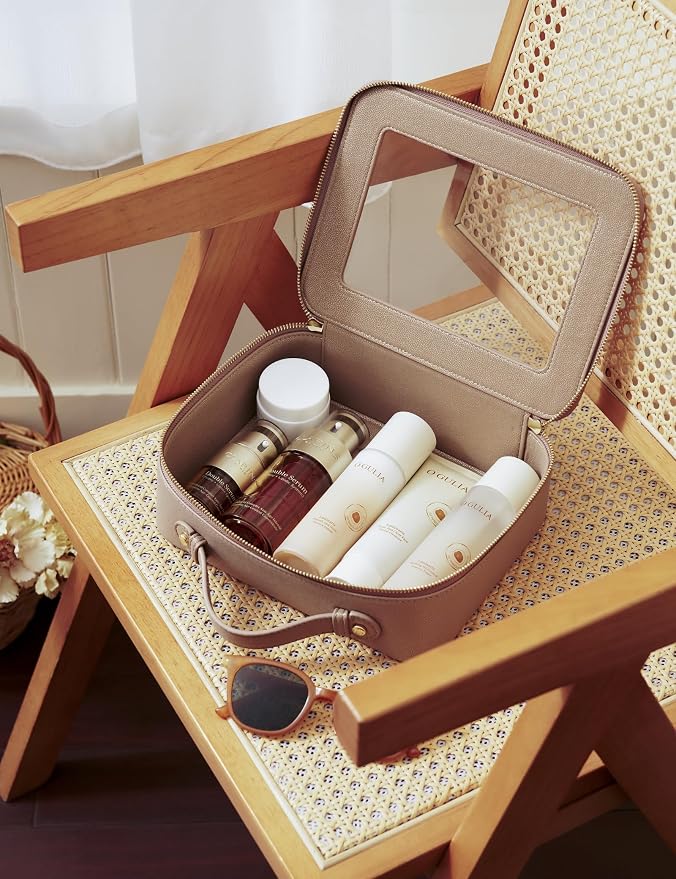 Popvibe Clear Makeup Bag Travel Cosmetic Case Transparent Toiletry Bag with Zipper, Portable Make Up Organizer Traveling Compact Car Bag for Essentials, Gold, Large - Image 4