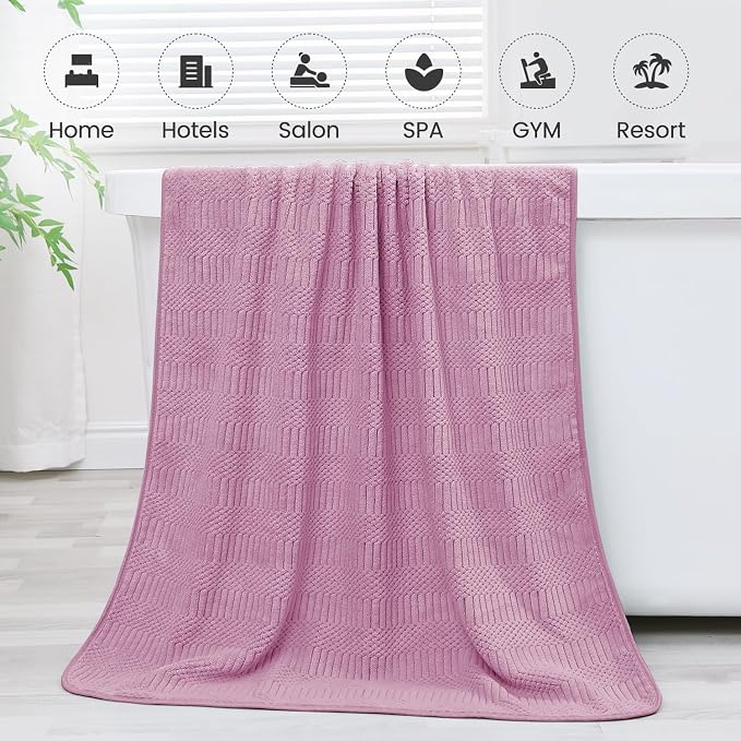 JML Microfiber Bath Towels, Large Bathroom Towel 2 Pack (30" x 60"), Oversized, Soft, Super Absorbent and Fast Drying, Multipurpose Use for Sport, Fitness, Yoga, Diamond Cross Grid Purple - Image 7