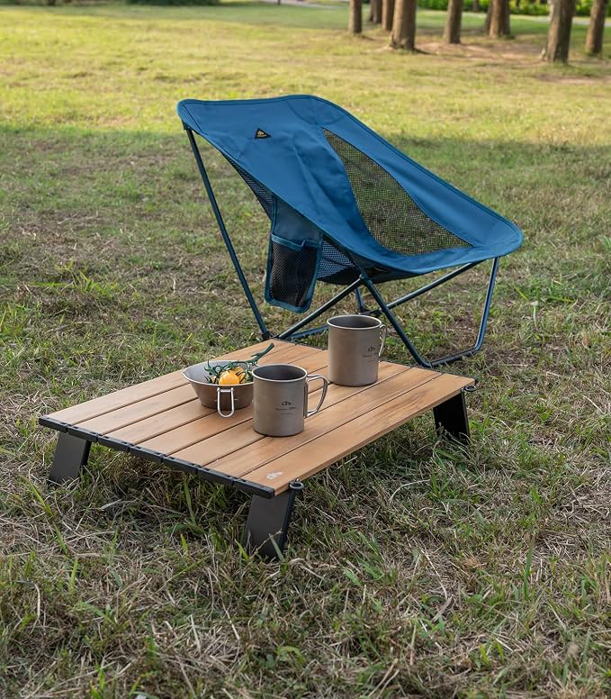 iClimb Ultralight Compact Mini Beach Picnic Folding Alu. Table with Carry Bag, Two Size (Nature - L) - Image 8