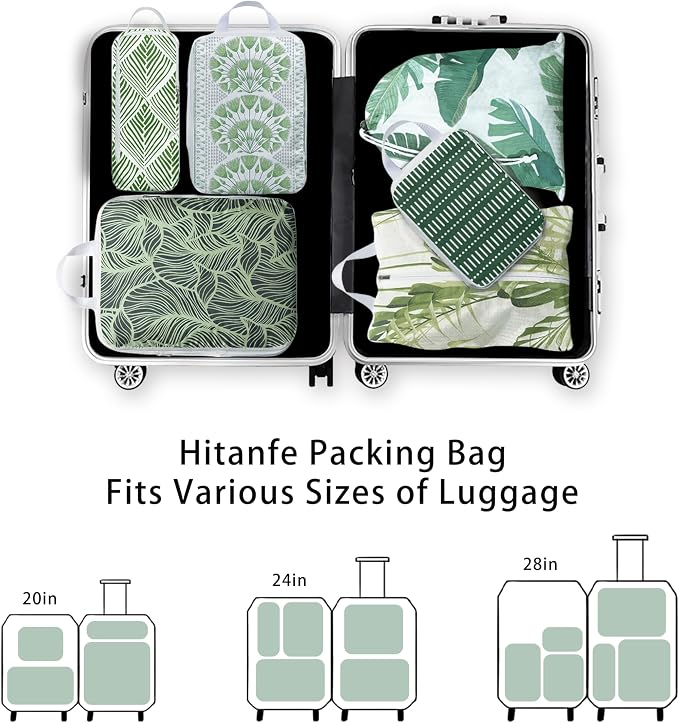 6 Pcs Compression Packing Cubes, Packing Cubes for Travel, Waterproof Luggage Organizer Bags Set, Cute Packaging Cubes for Women Kids Backpack Carry-Ons - Image 5