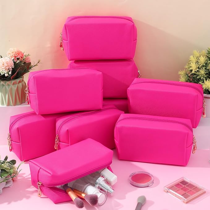 Kigeli Aesthetic Makeup Bags PU Leather Cosmetic Pouches Waterproof Plain Toiletry Bags Makeup Pouches Bulk for Women Party Gift Travel Storage Organizer(Rose Red,7.1 x 2.8 x 4.3 in) - Image 6