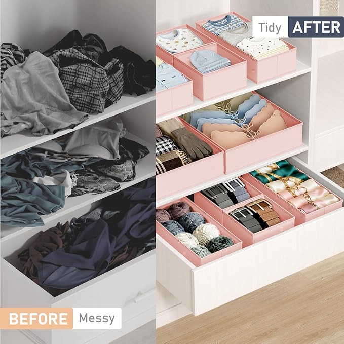 DIMJ Drawer Organizer Clothes - 30 Pack Baby Dresser Organizer for Nursery Closet Organization, Fabric Drawer Organizer Bins for Underwears Socks Bras, Foldable Storage Dividers for Bedroom - Image 5