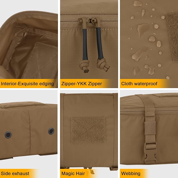 PETAC GEAR 4 PCS Tactical Modular Packing Cubes with Waterproof Material, Large Capacity Storage Bag, Easy Clean Outdoor Travel Organize Storage Pouches Bags (CB) - Image 4