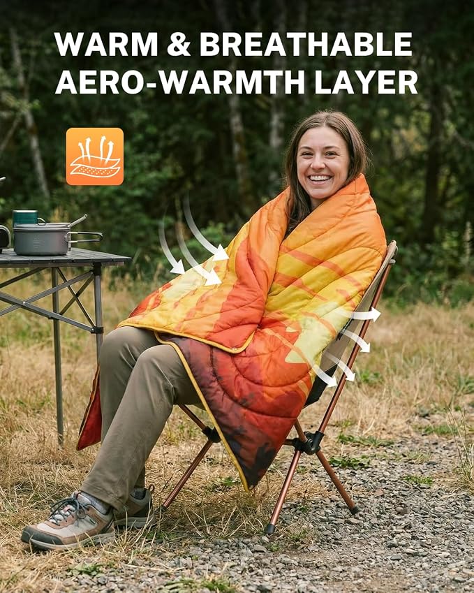Gonex Camping Blanket with Aero-Warmth Breathable Layer - Puffy Printed Packable Blanket, Ultralight Wearable Water-Resistant Quilt, 79" X 55" for Camping, Beach, Hiking, Travel, Picnics(Desert) - Image 2