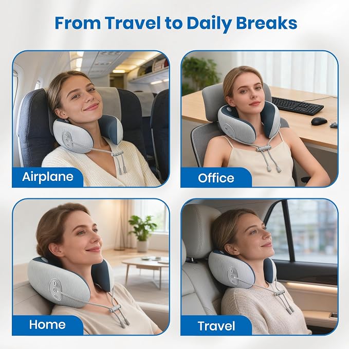 Medicane Neck Travel Pillow with Massage, Neck Pillows with Heat & Gentle Vibration Massage with Ergonomic Foam, Perfect for Airplane, Car, Office, Home, Pain Relief,Sleeping,Traveling,Long Flight - Image 6