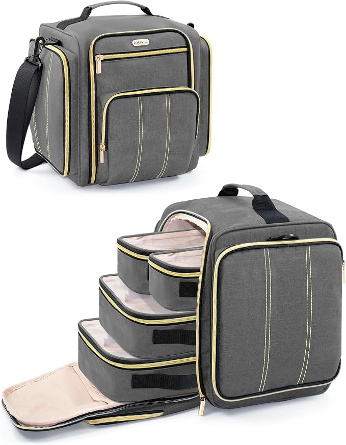 BALULHG Large Travel Makeup Bag - Cosmetic Organizer with 4 Removable transparent Inner Pockets, Multi-functional Toiletry Bag for Accessories & Brushes, Women's Beauty Case,Patent Pending by BALULHG