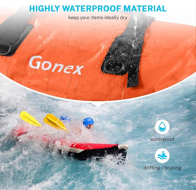 Gonex Extra Large Waterproof Dry Duffel Bag, Roll-Top PVC Gear Bag | Waterproof PVC, Roll-Top Closure, Wet Pocket, Shoulder & Hand Carry, Kayaking, Paddleboarding, Travel - Image 2