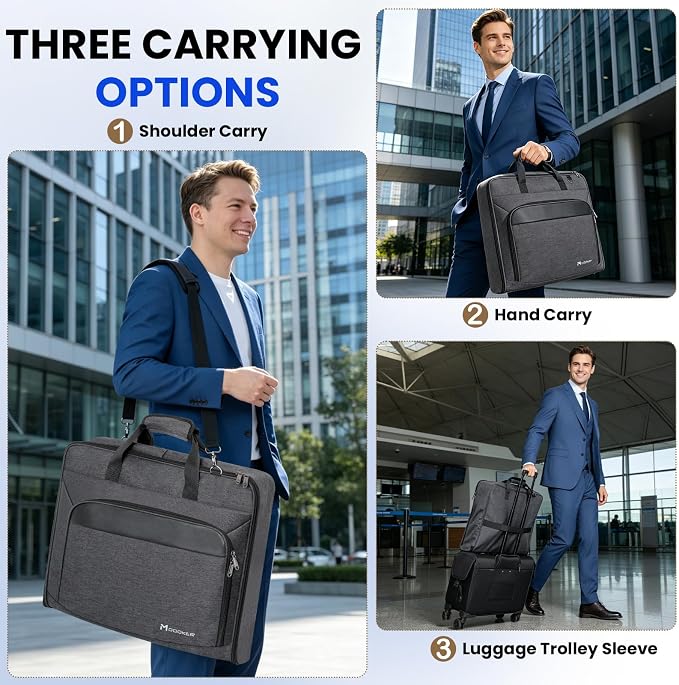 Modoker Carry On Garment Bags for Travel Hanging Clothes Suit Bag Luggage Organizer, Foldable Suit Carrier Gift for Men Women - Image 6