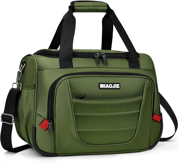 Underseat Carry On luggage Bag Airplanes Personal Item Bags, Gym Bag for Men Weekender Overnight Travel Tote Bag Shoulder Small Softside Carry on Luggage Travel Duffel Bags For Men,16 IN Green by MIAOJIE