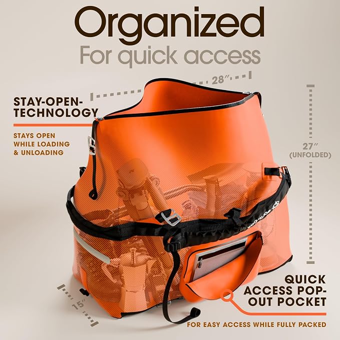 Earth Pak Waterproof Duffel Bag - Large Dry Bag, 1680D TPU, Heavy Duty, Camping & Marine Dry Bag, 8x8 Popout Pocket - Image 5