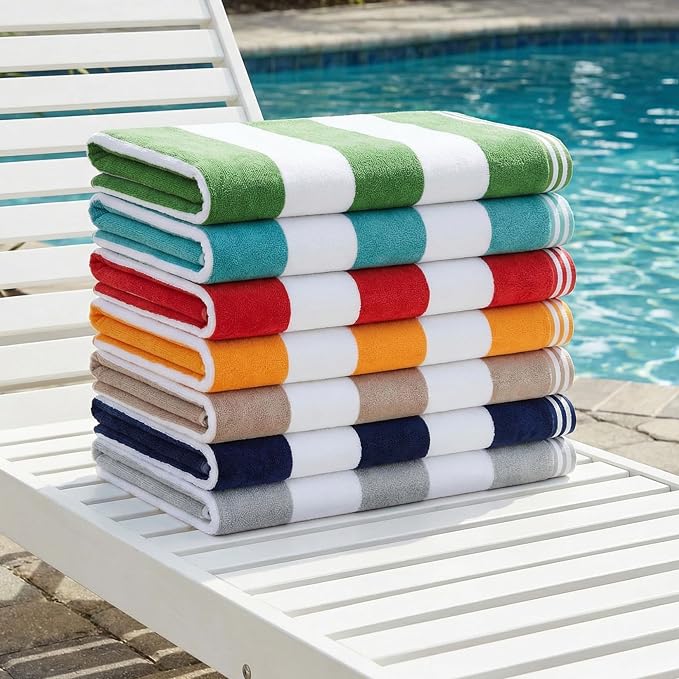 Superior Cotton Nautical Stripe Beach Towels, Colorful Towels for Adult, Kid, Pool, Swimming, Sand, Travel, Large Oversized, Absorbent, Fast Drying, Bath Basics, Cabana Collection, 1 Piece, Turquoise - Image 7