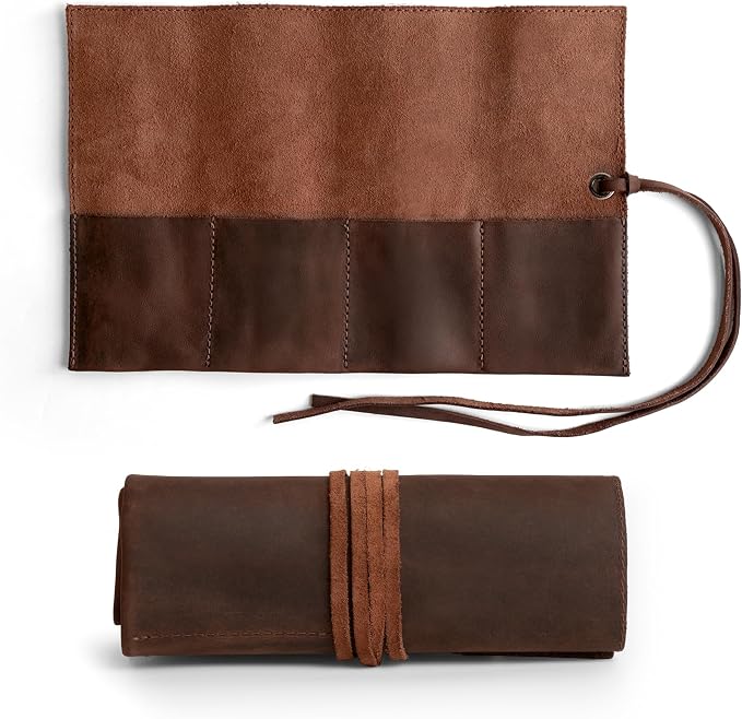 Hide & Drink, Leather Watch Roll Organizer Handmade from Full Grain Leather, Holds Up to 4 Watches, Easy Carry On Watchlover Storage (Bourbon Brown) - Image 2