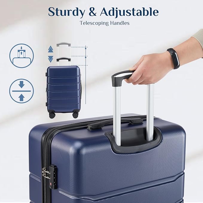 OLIXIS 28 Inch Luggage, Hardside Checked Suitcase with Spinner Wheels, Lightweight ABS Hard Shell Travel Luggage, TSA Approved Lock, Expandable Large Suitcase for Business & Travel–Blue - Image 8