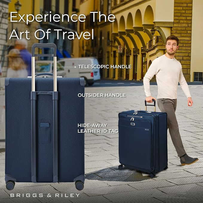 Briggs & Riley 31" Extra Large Expandable Spinner - Checked Luggage for Travel, Suitcases with Wheels, Softside Rolling Bag for Men & Women, Self-Repairing Zipper - Baseline Collection, Navy - Image 5