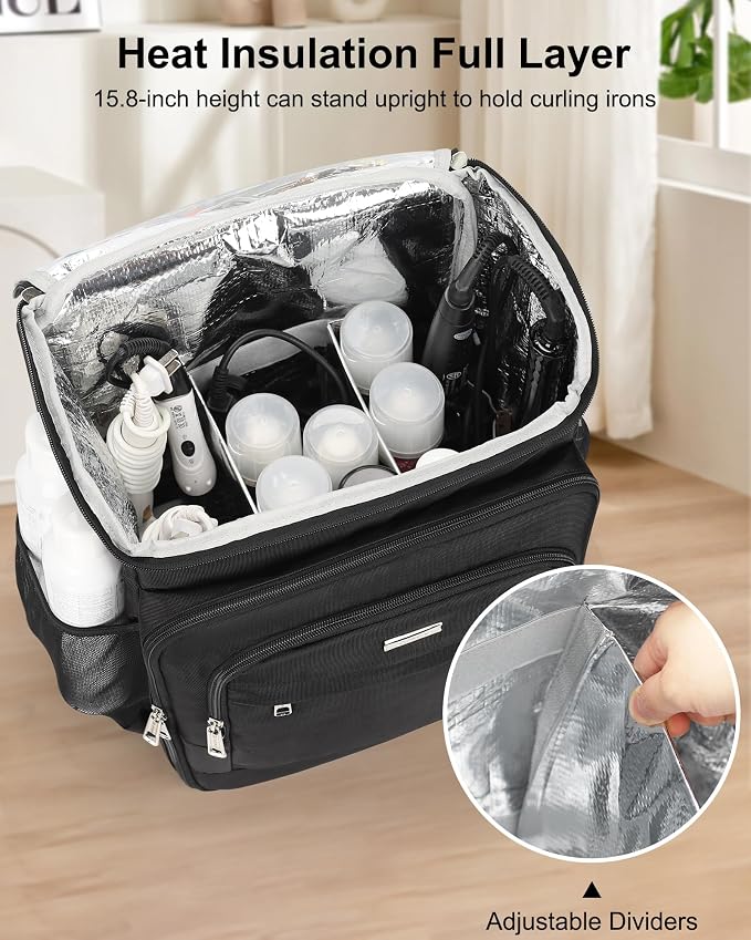 Relavel Barber Bag, Hair Tools Travel Bag, Barber Cases for Clippers and Supplies, Hairstylist Backpack Cosmetology Case with 2 Clear Bags for Hair Cutting Tools, Hair Salon Hairdresser Must Haves - Image 3