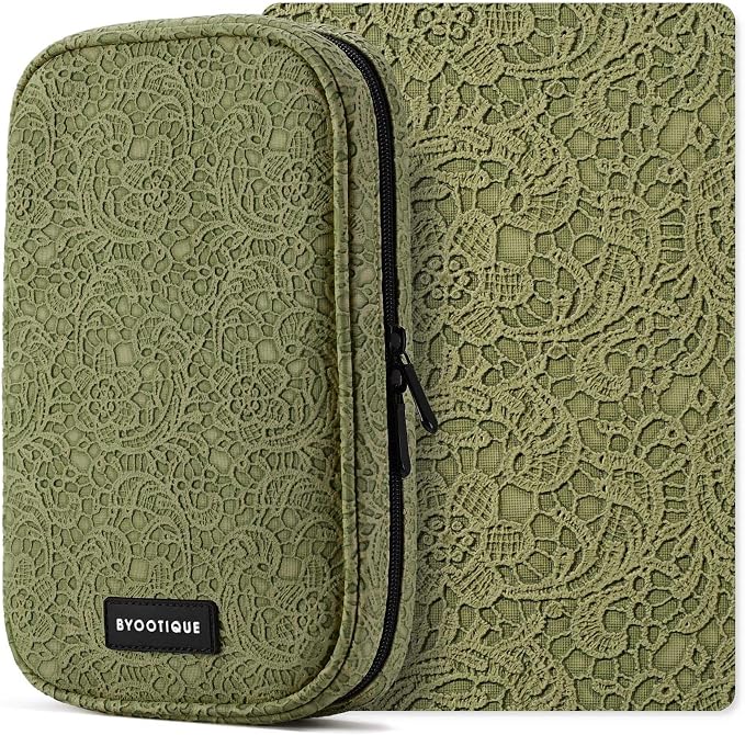 BYOOTIQUE Makeup Brush Bag Organizer Portable Multi Brush Holder Hand Bag | Travel Makeup Artist Bag,Cosmetic Organizer Pouch Zipper Bag,with Removable Mesh,for Brushes Cosmetics,Green by BYOOTIQUE