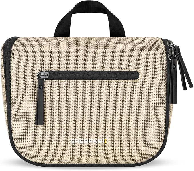 Sherpani Co-Pilot, Travel Toiletry Bag, Hanging Cosmetic Organizer, Water Resistant Makeup Bag, Shower Dopp Kit, Essentials Toiletries for Women, Travel Gift (Straw) by SHERPANI