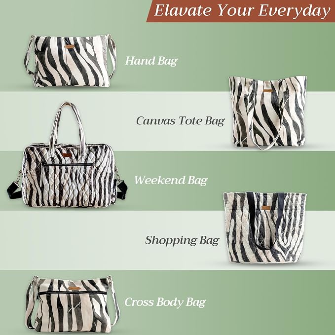 Maison d' Hermine Backpack for Women Men Cotton Shoulder Multipurpose Rucksack with Small Pouch Lightweight Multi Pocket Bag for Travel Work Beach Perfect for Spring Summer (Zebra) - Image 6