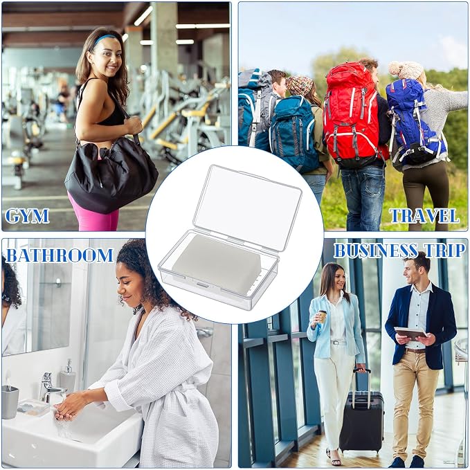 Reallnaive 50 Pcs Travel Soap Container Portable Plastic Soap Boxes Bulk with Lid Homeless Donations Bulk Gym Shower Tour Groups Hotel Outdoor Camping (White) - Image 7