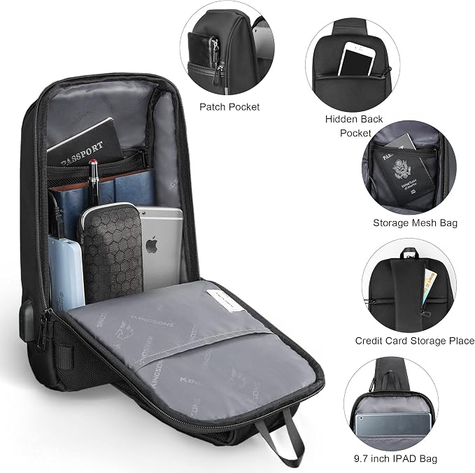 VGOAL Crossbody Bag Sling Bag for Men Sling Backpack with RFID Pocket Mini Backpack Daypack Crossbody for Travel Sport Running Hiking (FG6307) - Image 5
