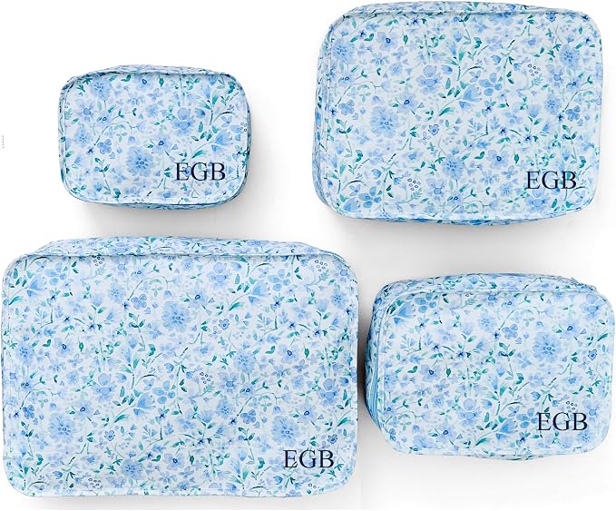 Personalized Packing Cube Set – Monogram Travel Organizer for Suitcase, Floral Polyester Luggage Cubes, Set of 3, Set of 4 or XL, Graduation or Mother’s Day Gift (Dahlia, Set of 4) by Sprinkled+With+Pink
