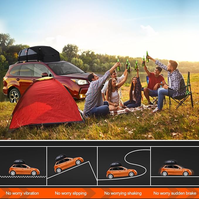 Sailnovo Car Rooftop Cargo Carrier Roof Bag, 21 Cubic feet Waterproof Roof Cargo Carrier fit car Without Luggage Rack - Vehicle Soft Shell Roof Cargo Box with Tie-Down Strap - Image 7