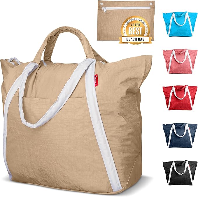 Bodysurf Beach Bag Waterproof Sandproof, Foldable Packable Travel Zip Tote by Bodysurf