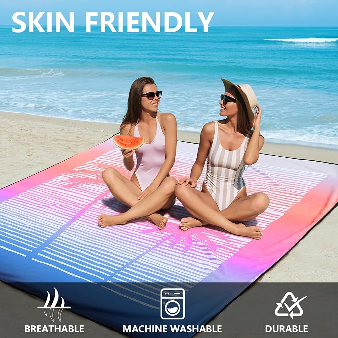 HIHOHO Beach Blanket Waterproof Sandproof Extra Large Beach Mat 79" X 83"/120"x108"for 1-8 Adults Quick Drying Durable Outdoor Picnic Mat for Beach Travel Camping Hiking - Image 3