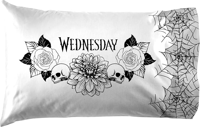 Jay Franco Sheet Set with Fitted, Flat Sheets & Pillow Cover - Ultra-Soft Bedding with Pillowcase for Room Decor, White - Wednesday, 4 Piece King - Image 4