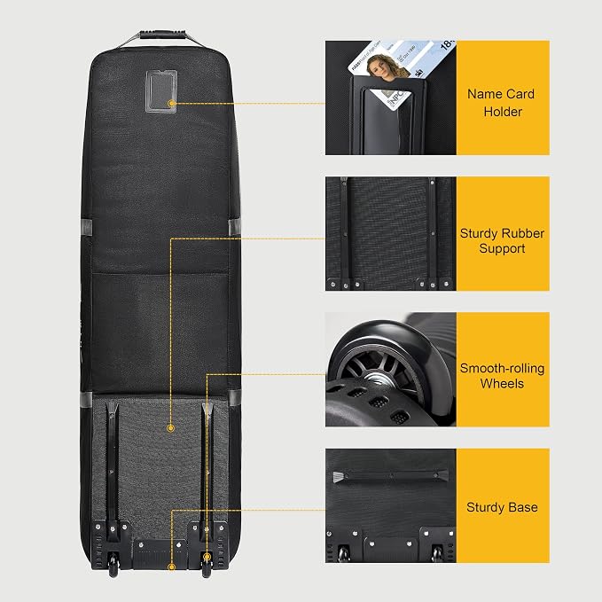 GoHimal Golf Travel Bag with Wheels, Heavy-Duty 1200D Oxford | Water-Resistant 1200D Oxford, Soft-Sided Design, Rolling Wheels, Universal Fit, Airline Travel, Suit for Unisex - Image 5