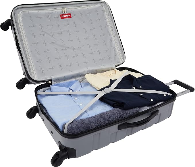 Wrangler 4 Piece Miami Luggage and Packing Cubes Set, Sharkskin - Image 10