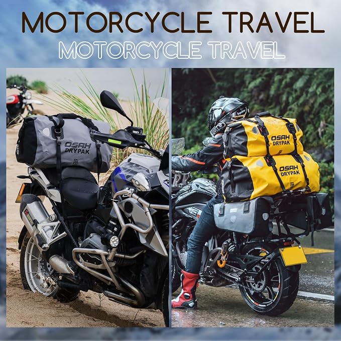 OSAH DRYPAK Waterproof Duffel Bag - Motorcycle Dry Bag Tail Bag with Large Storage Space, Waterproof Luggage Duffle Bags with Outer Mesh Zipper Pocket for Camping, Kayaking, Fishing & Traveling - Image 8