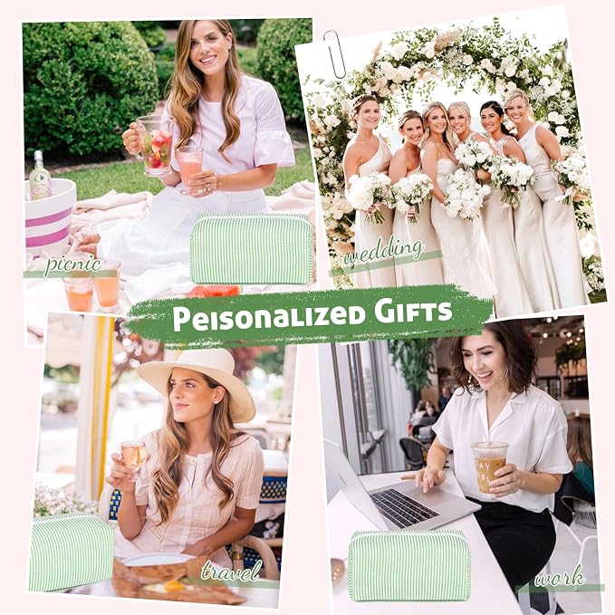 SOIDRAM 6PCS Bridesmaid Proposal Gifts Green makeup bag bulk for Wedding Party Favors Bachelorette party decorations Toiletry Organizer Bag Cosmetic Case Gift - Image 6