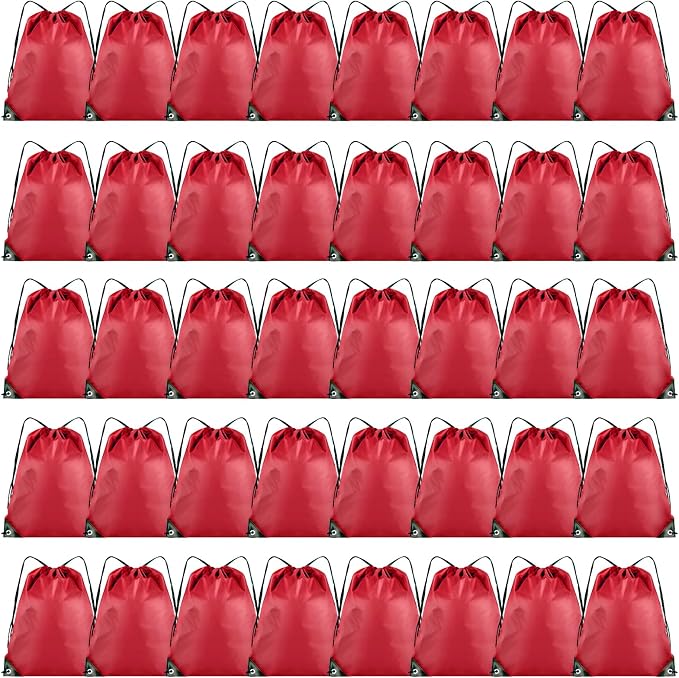 Grneric 40 Pieces Drawstring Backpack Bulk Cinch Sackpack Ployster Drawstring Bags for Gym Party Trip(Red) by Grneric
