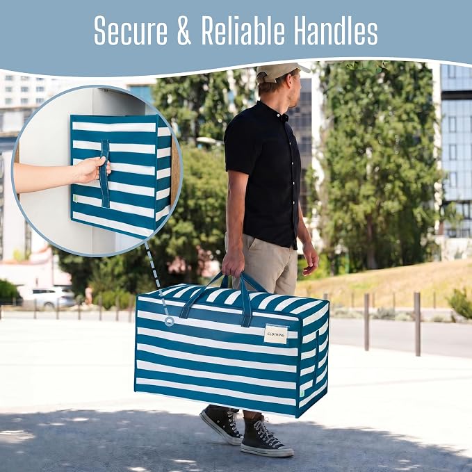 VENO 8 Pack Extra Large Heavy Duty Moving Bags with Wide Opening & Reinforced Handles, Reusable Storage Tote Bags with Strong Zippers for Clothes, College Dorm Essentials & Moving Supplies - Image 5