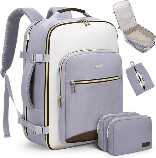 LOVEVOOK Large Travel Backpack for Women & Men, 40L Carry on Backpack for Airplanes, TSA Personal Item Travel Bag fits 17" Laptop, Waterproof Travel Essentials Airline Approved with 3 Packing Cubes by LOVEVOOK